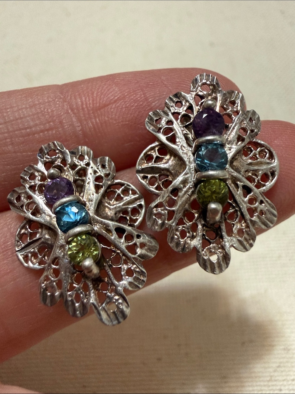 Lovely Sterling Silver 925 Multi-stone Earrings